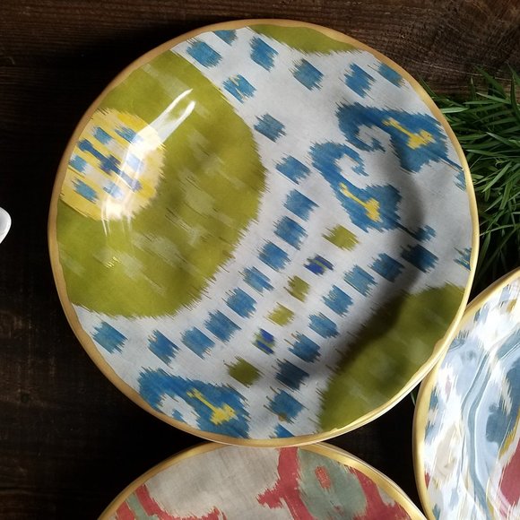 Pottery Barn Dining Pottery Barn Ikat Plate Green Blue Poshmark